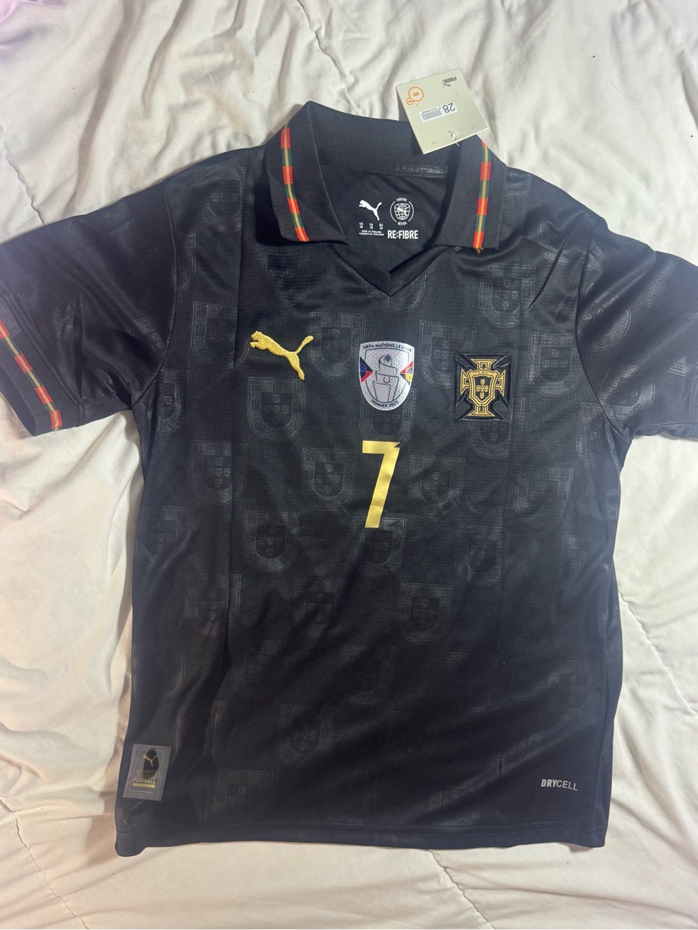 Christiano Ronaldo Portugal Black Jersey with Red and Green Stripe size 28